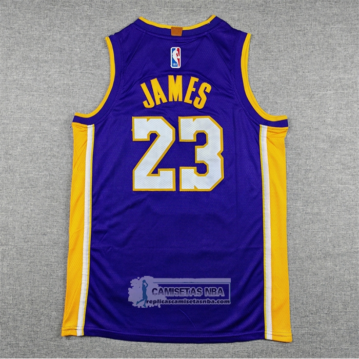 Camiseta Nino Los Angeles Lakers LeBron James NO 23 Statement Violeta2